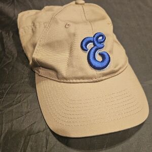 Tan Cap with A Blue "E" Embroidery